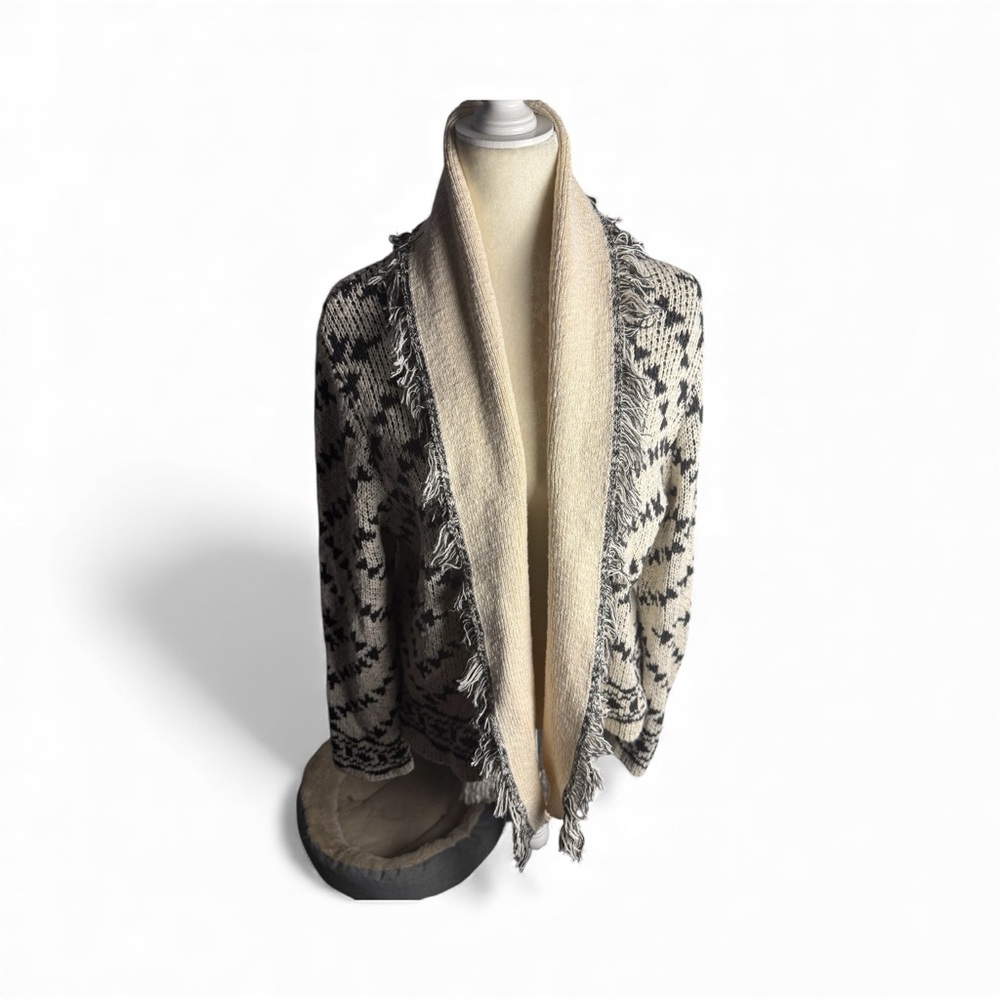 The post Bohemia-open front cardigan Geometric  Southwester inspired Chunky knit
